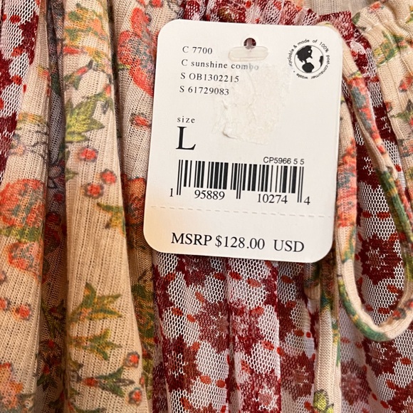 Free People Because I Love You! Printed Oversized Tunic Dress Sheer Large - Picture 6 of 11